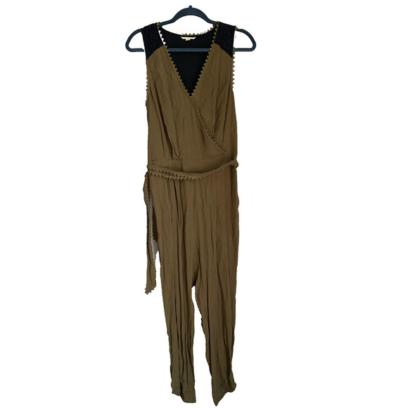 Anthropologie Pants - Anthropologie Leifsdottier Olive Green Jumpsuit Sani Lace Belted Waiste Size 8